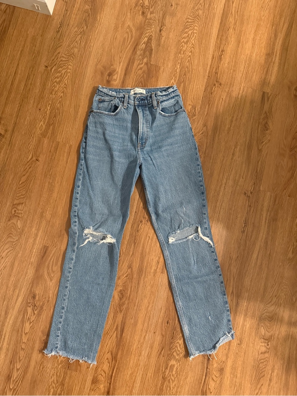 Abercrombie High-Rise Distressed Light Wash Jeans